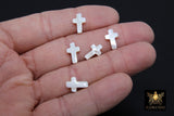 White Pearl Cross Beads, 5 Pc Mother of Pearl Shell Dainty Cross Beads # 425, 8 x 13 mm Cross Bracelet Bead