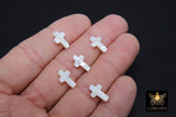 White Pearl Cross Beads, 5 Pc Mother of Pearl Shell Dainty Cross Beads #425, 8 x 13 mm Cross Bracelet Bead