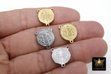 St. Benedict Medal Centers, Cross Rosary Connectors #526, Gold or Silver Necklace Links 14 x 16 mm