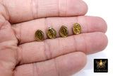 Gold Cross Beads, 3 Pc St. Benito Oval Beads #527, 8 x 10 mm Antiqued Medallion Medals