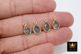 Aquamarine Teardrop Charms, Gold Plated Faceted Blue Aqua Gemstones #2844, Sterling Silver Birthstone Pendants