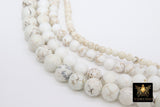 Natural Magnesite Beads, Smooth Round White Beige Stone Beads BS #8, sizes in 4 mm 6 mm 8 m 10 mm 15.75 inch Strands