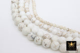 Natural Magnesite Beads, Smooth Round White Beige Stone Beads BS# 8, sizes in 4 mm 6 mm 8 m 10 mm 15.75 inch Strands
