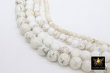 Natural Magnesite Beads, Smooth Round White Beige Stone Beads BS #8, sizes in 4 mm 6 mm 8 m 10 mm 15.75 inch Strands