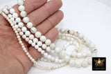 Natural Magnesite Beads, Smooth Round White Beige Stone Beads BS #8, sizes in 4 mm 6 mm 8 m 10 mm 15.75 inch Strands