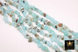 Natural Amazonite Beads, Shiny Aqua Blue Chips and Nugget White Beads BS #149, sizes 5-8 mm