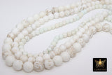 Natural Magnesite Beads, Matte Round White Beige Frost Stone Beads BS #133, sizes in 6 mm 8 m 10 mm 15.75 inch Strands