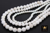Natural Magnesite Beads, Matte Round White Beige Frost Stone Beads BS #133, sizes in 6 mm 8 m 10 mm 15.75 inch Strands