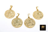 Gold St. Benito Pendants, 25 mm St. Benedict Religious Rosary Necklace #3149, Steel Round Medallion Cross Charm Medals