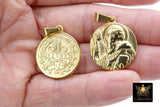 Gold St. Benito Pendants, 25 mm St. Benedict Religious Rosary Necklace #3149, Steel Round Medallion Cross Charm Medals