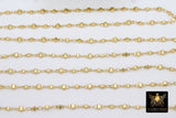 Gold Beaded Rosary Chain, Matte Beaded Religious CH #224, Metal Satellite Boho Choker