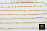 Gold Beaded Chain, Matte Beaded Religious CH #224, Metal Satellite Boho Choker