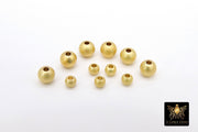 Matte Gold Plated Beads, 50 pc Smooth Seamless Beads # 2974, Round High Quality 3 mm 4 mm 5 mm or 6 mm Jewelry Findings