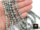 Natural Baby Blue Kiwi Beads, Shiney Sesame Round Aqua Blue BS #134, Black Spot Lotus Jasper Beads