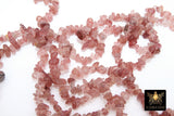 Natural Strawberry Quartz Beads, Shiny Chips and Nugget Pink Beads BS #152, sizes 5-8 mm