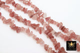 Natural Strawberry Quartz Beads, Shiny Chips and Nugget Pink Beads BS #152, sizes 5-8 mm