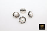 Freshwater Pearl Beads, Clear CZ Round Flat Beads #2626, Natural Shell Gold and Black Edge Rhinestone Beads