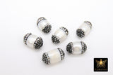 Freshwater Pearl Beads, Clear CZ Round Flat Beads #2626, Natural Shell Gold and Black Edge Rhinestone Beads