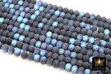 Blue Black Crystal Beads, Faceted Baby Blue Matte Crystal Rondelle Jewelry Beads BS #146, sizes 8 x 6 mm 17.3 inch Strands