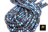 Blue Black Crystal Beads, Faceted Baby Blue Matte Crystal Rondelle Jewelry Beads BS #146, sizes 8 x 6 mm 17.3 inch Strands