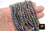 Titanium Crystal Beads, Faceted Purple Blue Matte Crystal Rondelle Rainbow Jewelry Beads BS #145, sizes 4 x 6 mm 15.7 inch Strands - 4 Strands