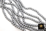 Hematite Platinum Beads, Smooth Green Frosted Rondelle Silver Jewelry Beads BS #151, sizes 6 mm 15.5 inch Strands