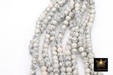 White Turquoise Beads, Smooth Round White Black Gray Howlite Beads BS #161, sizes in 8 mm 15.75 inch Strands