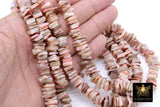 Beige and Pink Shell Beads, Multi Color Freshwater Pearlized Heishi Cube Beads BS #154, Square Flat sizes 7x 8 mm 15.25 inch Strands - 8 mm / 1 Strand