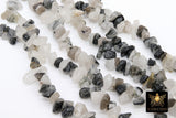 Natural Black Rutilated Quartz Beads, Shiny Chips and Nugget Black Beads BS #156, sizes 6-18 mm