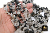 Natural Black Rutilated Quartz Beads, Shiny Chips and Nugget Black Beads BS #156, sizes 6-18 mm