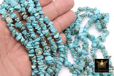 Blue Turquoise Beads, Shiny Aqua Blue Chips and Nugget Howlite White Beads BS #159, sizes 5-8 mm