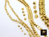 Brushed Gold Faceted Cube Beads, 20 Pc Hexagon Nugget Metal Beads # 2978, 3 mm 4 mm 5 mm or 6 mm Spacers