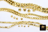 Brushed Gold Faceted Cube Beads, 20 Pc Hexagon Nugget Metal Beads # 2978, 3 mm 4 mm 5 mm or 6 mm Spacers