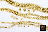 Brushed Gold Faceted Cube Beads, 20 Pc Hexagon Nugget Metal Beads #2978, 3 mm 4 mm 5 mm or 6 mm Spacers