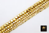 Brushed Gold Faceted Cube Beads, 20 Pc Hexagon Nugget Metal Beads # 2978, 3 mm 4 mm 5 mm or 6 mm Spacers