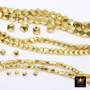 Brushed Gold Faceted Cube Beads, 20 Pc Hexagon Nugget Metal Beads #2978, 3 mm 4 mm 5 mm or 6 mm Spacers