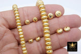 Brushed Gold Rondelle Beads, 20 Pc Round Metal Saucer Beads #2958, 6 mm 8 mm Spacers