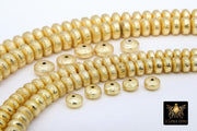 Brushed Gold Rondelle Beads, 20 Pc Round Metal Saucer Beads #2958, 6 mm 8 mm Spacers