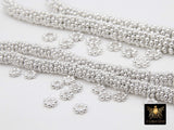 Silver Petal Spacer Beads, 20-125 pcs Round Brushed Bright Silver Daisy Discs #2902, Flower Bumpy Rondelle