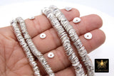 Brushed Silver Wavy Spacer Beads, Round Potato Chip Metal Discs, 20 pcs Rondelle Findings