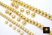 Brushed Gold Faceted Cube Beads, Nugget Metal Beads #2952, Hexagon Lightweight 6 mm 8 mm or 10 mm Spacers