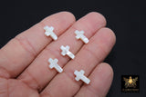 White Pearl Cross Beads, 5 Pc Mother of Pearl Shell Dainty Cross Beads # 425, 8 x 13 mm Cross Bracelet Bead