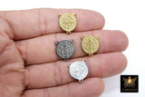 St. Benedict Medal Centers, Cross Rosary Connectors #526, Gold or Silver Necklace Links 14 x 16 mm