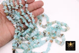 Natural Amazonite Beads, Shiny Aqua Blue Chips and Nugget White Beads BS #149, sizes 5-8 mm