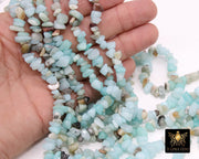 Natural Amazonite Beads, Shiny Aqua Blue Chips and Nugget White Beads BS #149, sizes 5-8 mm