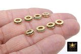 Gold Spacer Beads, CZ Blue Rondelle Spacer Donuts Findings #552, 8 mm Big Hole Red Round Discs