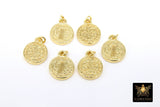 St. Benito Charms, 9 mm Gold Cross St. Benedict Charm # 30, Round Medallion Medals Charms