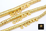 Brushed Gold Drum Beads, 6 mm 8 mm 10 mm in 3 mm Wide Barrel Bead #3118, Short Round Rondelle Cylinder