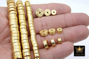 Brushed Gold Drum Beads, 6 mm 8 mm 10 mm in 3 mm Wide Barrel Bead #3118, Short Round Rondelle Cylinder