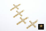 CZ Pave Gold Cross, Cubic Zirconia Cross for Jewelry #216, Crucifix 20 x 29 mm Religious Chain Jewelry